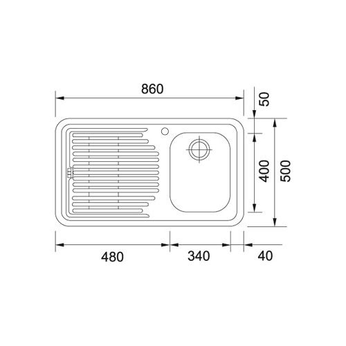 ΝΕΡΟΧΥΤΗΣ ΕΝΘΕΤΟΣ FRANKE Logica-LOL 611 86x50 cm Ραβδώσεις Αριστερά